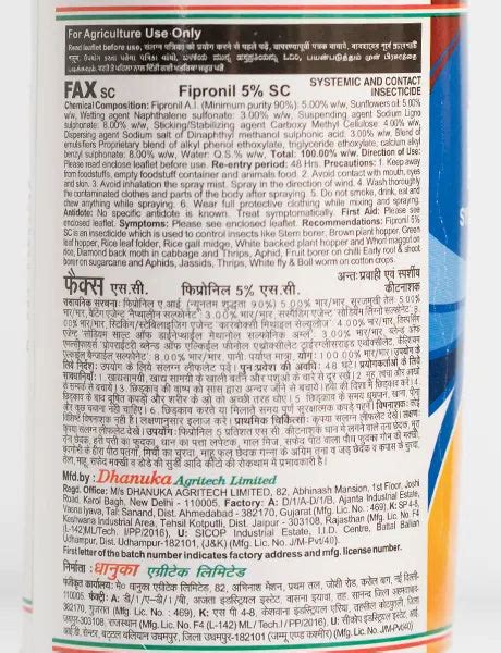 Buy Dhanuka Fax SC Insecticide - Fipronil 5% SC | Effective & Long ...