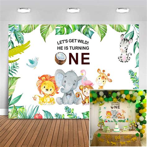 Mehofoto Wild One Backdrop Jungle Safari Animals Birthday Photography ...