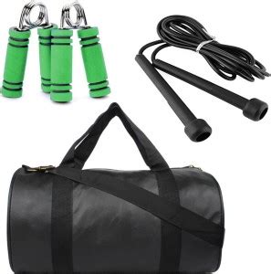 Rocket Sales Combo Of Leatherite (Black) Gym Bag, Skipping Rope (Black ...