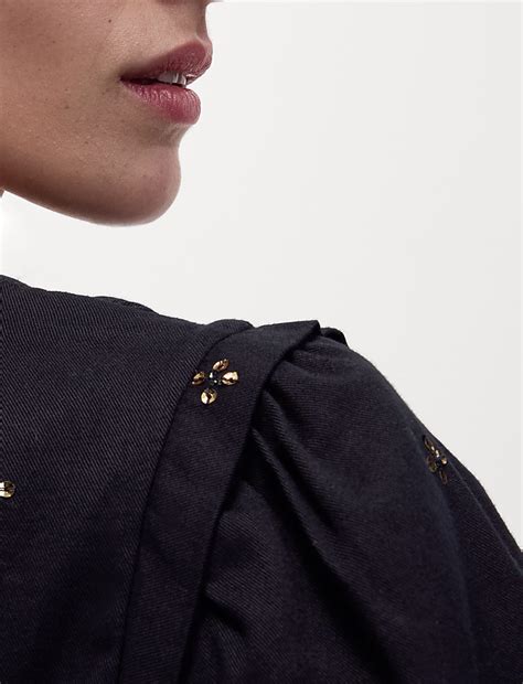 Buy Pure Cotton Embellished Mini Waisted Dress at Marks & Spencer