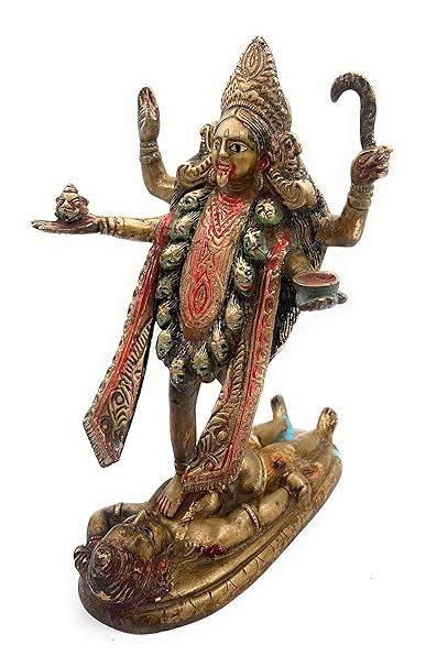 Buy South Indian Arts Brass Antique Maha Kali Idol Kali Durga Goddess ...