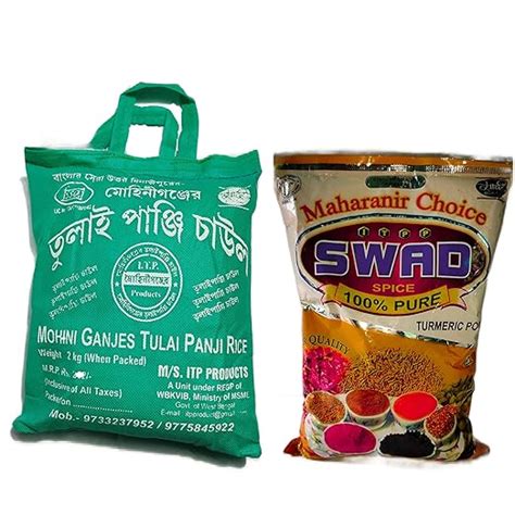 KHADI ITPP SWAD Pure Tulaipanji Rice 2Kg And Pure Turmeric Powder 500G ...