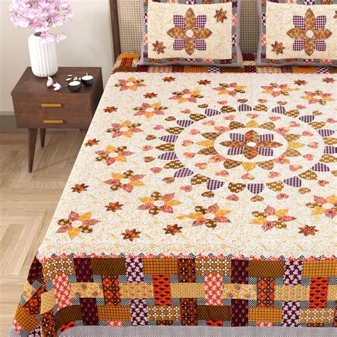 Buy Jaipur Weaves Bedsheet King Size 100% Pure Cotton Bed Sheet with 2 ...