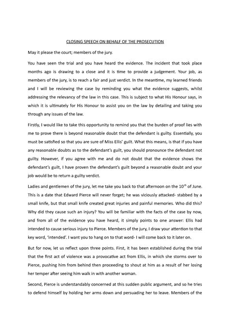 Closing Statement Example