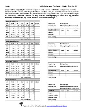 Calculating Your Paycheck Weekly Time Card 1 Answers 2020-2026 - Fill ...