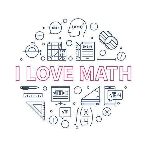 Premium Vector | I love math concept vector line round banner math ...