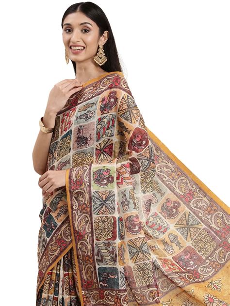 Buy vastranand Women's Kalamkari Geometric Prints Designer Linen Blend ...