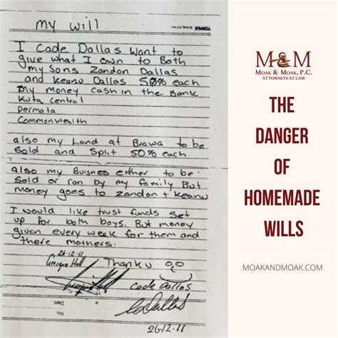 The Danger of Homemade Wills - Moak & Moak, P.C. -Attorneys At Law