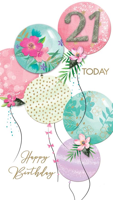 Girly Happy 21st Birthday Card Printable Personalised 21st Birthday