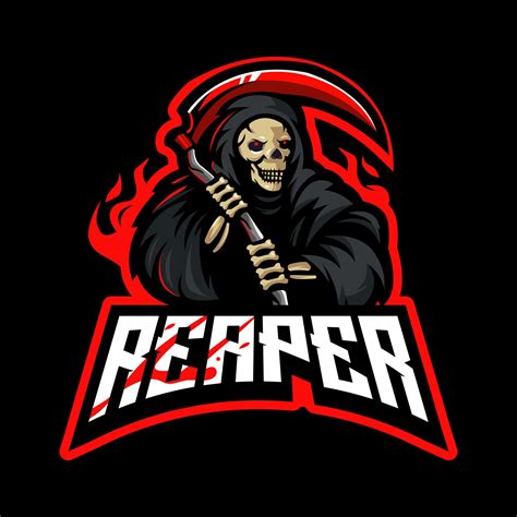 Reaper mascot logo design illustration vector isolated on dark ...