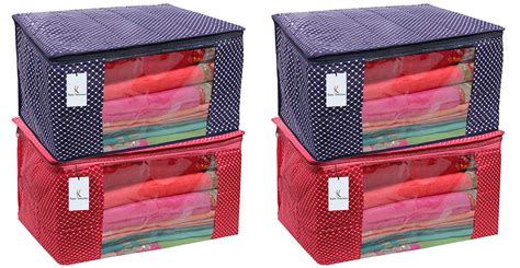 Kuber Industries Cotton 4 Pieces Three Layer Quilted Extra Large Saree ...