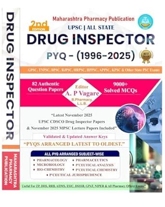 Vagare - Drug Inspector PYQ (1996 - 2025) - For MPSC UPSC All State 82 ...