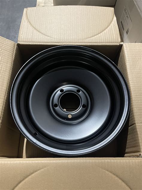 Set Of Four Steel Wheels Us Wheels 15x7 Matte Black Rat Rod Steelie 5x4.75 Bolt Pattern 3.75 ...