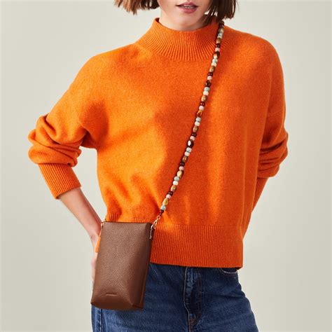 Brown Beaded Strap Phone Bag - Accessorize India