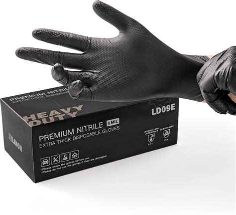 Amazon.com: LANON 8 Mil Heavy Duty Black Nitrile Gloves, Food Safe ...