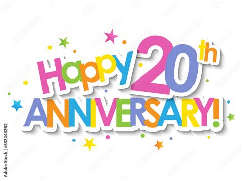 Colorful HAPPY 20th ANNIVERSARY! with dots on transparent background ...