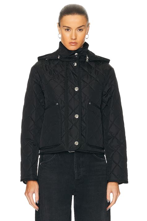 Burberry Humbie Crop Quilted Jacket in Black | FWRD