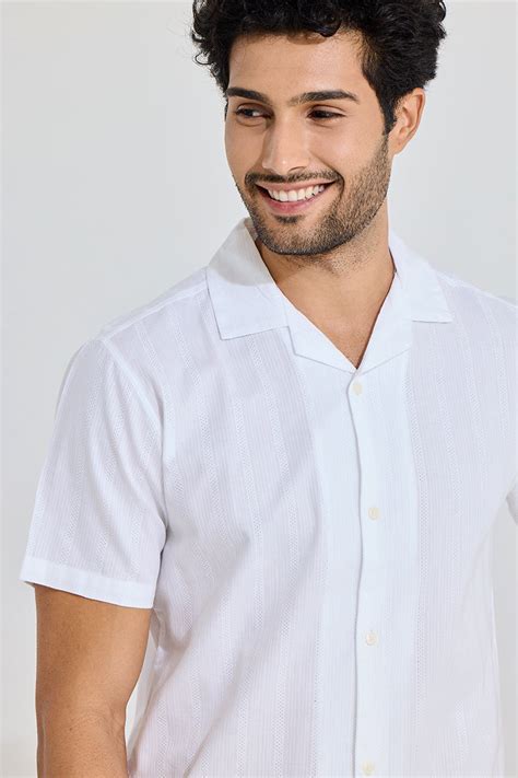 Buy Men's Mini Quadfour Line White Shirt Online | SNITCH
