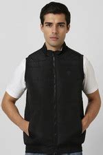 Buy Men Black Solid Casual Jacket Online - 39828122 | Van Heusen