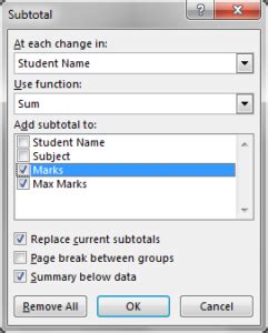 Image result for Subtotal Feature Excel