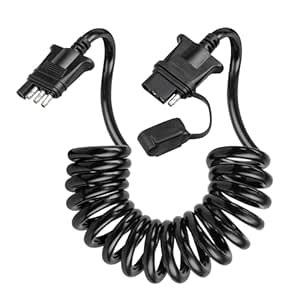 Oyviny 4 Way Flat Trailer Extension Coiled Cable 7.5FT, 4 Pin Trailer ...