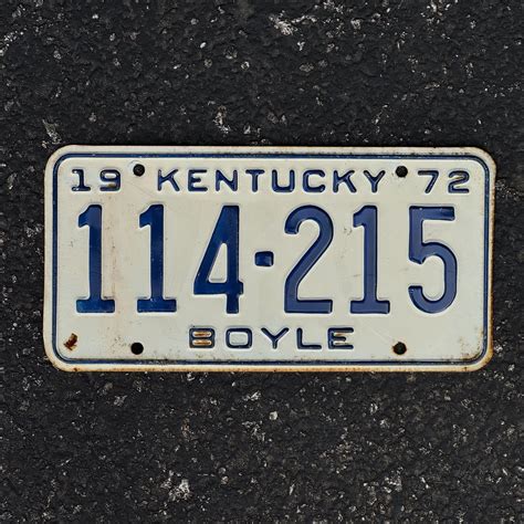 1972 Kentucky License Plate Auto Tag 114 215 – License Plate Collecting.com