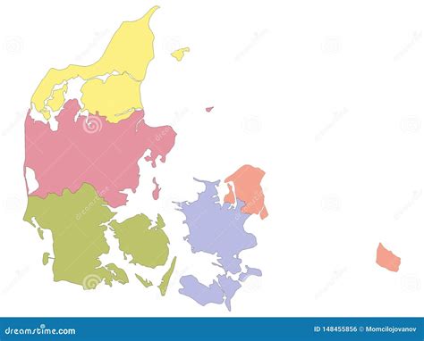 Colorful Map of Regions of Denmark Stock Vector - Illustration of liverpool, flag: 148455856