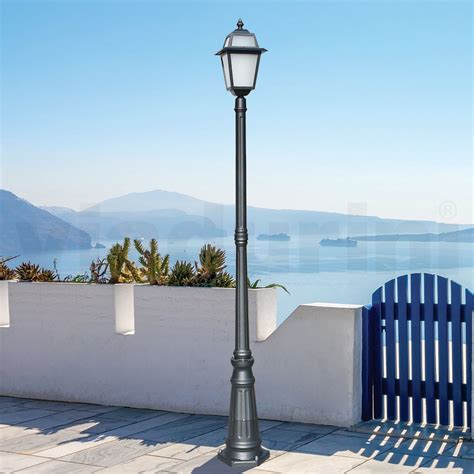 214 cm high street lamp in Anthracite Aluminum and Sandblasted Glass