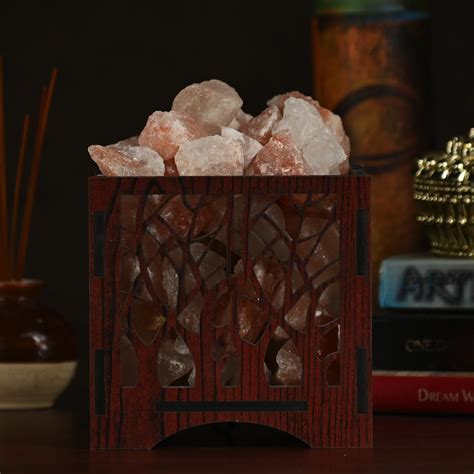Forest Himalayan Rock Salt Wooden Basket Lamp | Enlightenment & Balance