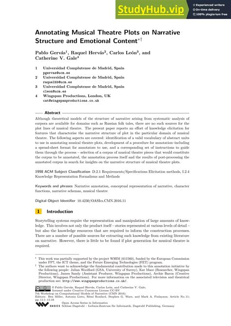 Annotating Musical Theatre Plots On Narrative Structure And Emotional ...