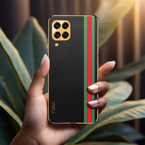 Vaku ® Samsung Galaxy M53 5G Felix Line Leather Stitched Gold ...