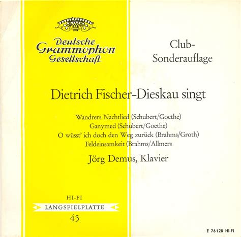 Dietrich FISCHER-DIESKAU singt - DGG E 76128 : Dietrich FISCHER-DIESKAU ...