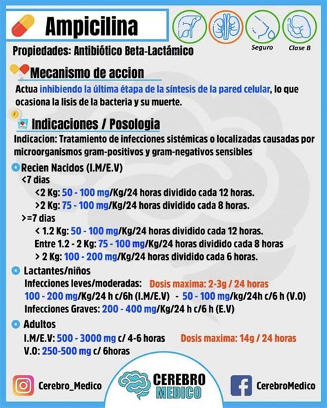 Ampicilina - Ficha Farmacologica, Dosis e Indicaciones
