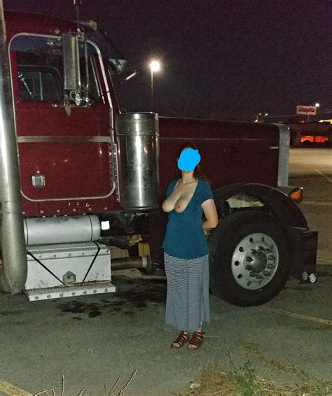 There's a lot of flashing , but not enough truckers. Here's my wife flashing her tits for ...