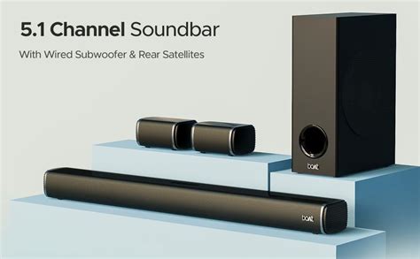 Boat Aavante Bar 2400 5.1CH Soundbar with 180W RMS, Wired Subwoofer, 2 ...