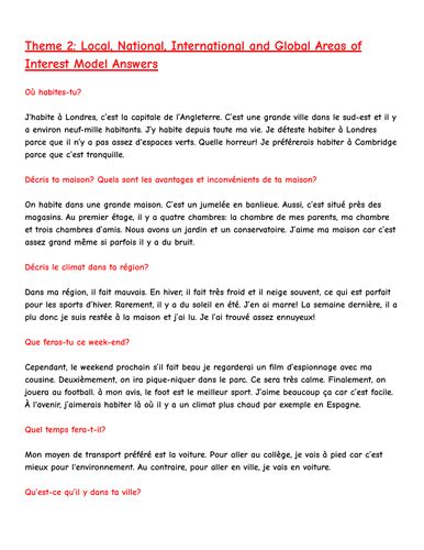 Image result for French Gcq Model Answers Module 2