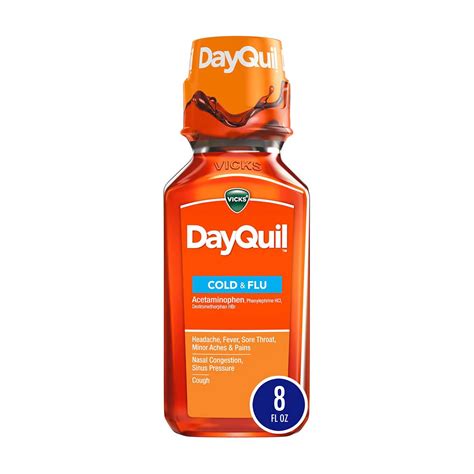 Buy Vicks DayQuil Cold & Flu Liquid Medicine, Non-Drowsy Relief, 8 fl ...