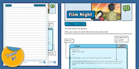 B1 PET Writing Part 1 - A Film Night Activity