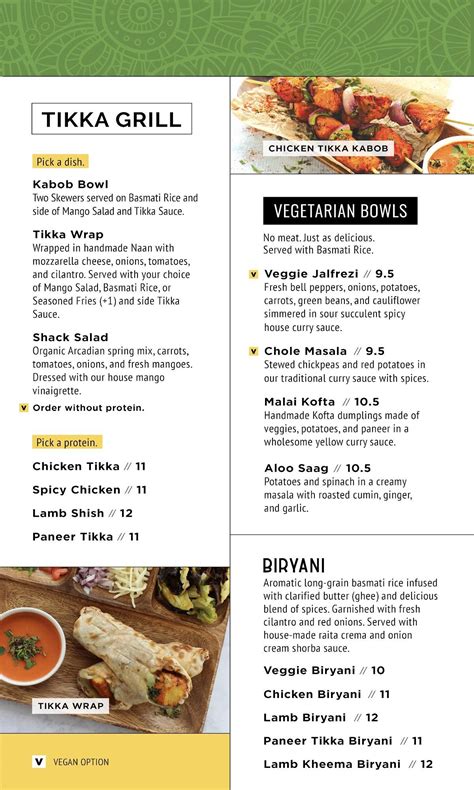 Menu at Tikka Shack Indian Grub restaurant, Charlotte
