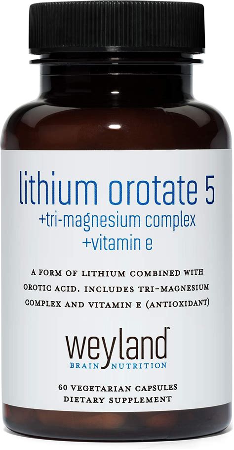 Amazon.com: Lithium Orotate 5mg (3 Bottles), 180 Vegetarian Capsules ...