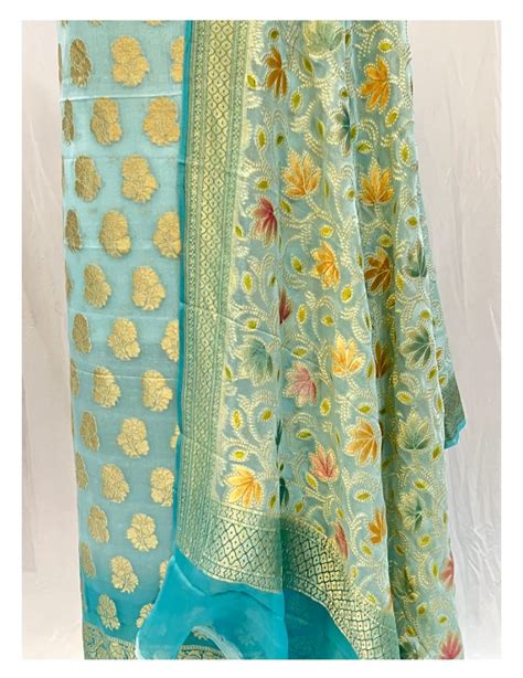 Pure Khaddi Georgette Unstitched Suit With water Zari Work. – fab-persona