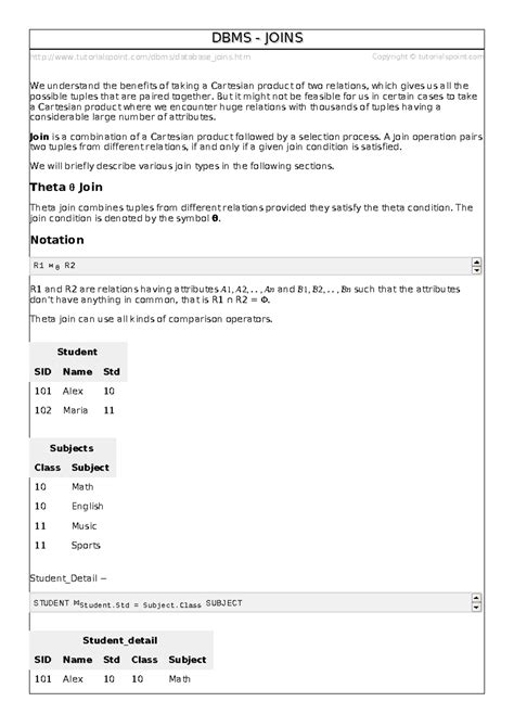 DBMS 101: Lecture Notes on Database Joins and Types - Studocu