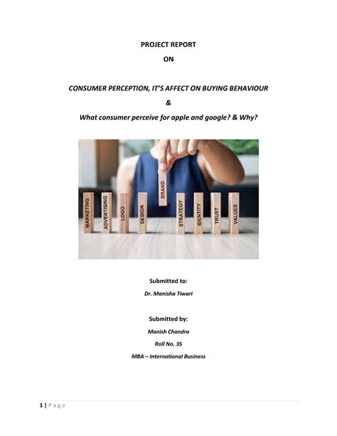 Consumer behaviour - PROJECT REPORT ON CONSUMER PERCEPTION, IT’S AFFECT ...