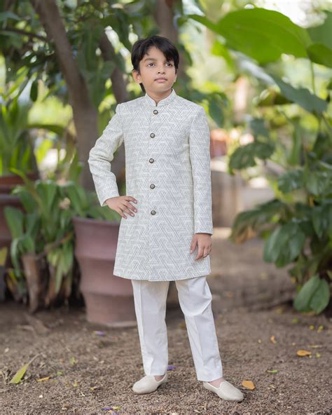 IVORY THREAD SHERWANI – Samta And Shruti Studio