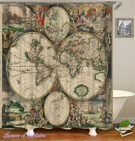Educational Shower Curtain, Colorful World Map Polyester Fabric ...