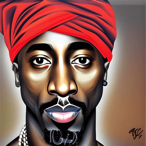 Tupac Shakur with Diamond Nose Ring and Red Bandana · Creative Fabrica