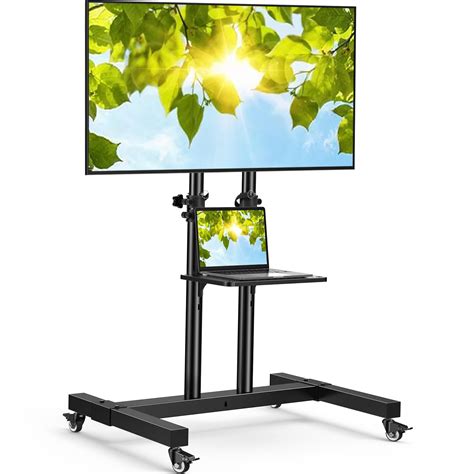 PERLESMITH Rolling TV Stand on Wheels for 32-83 Inch Screens up to ...