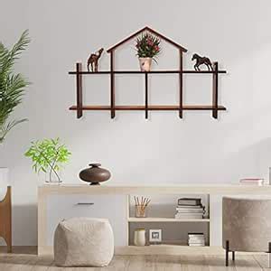 SABHYA FURNITURES Spinney Simpla Wall Shelf in Natural Solid Wood with ...