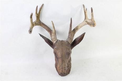 Black Forest Style Carved Wood Deer Mounts