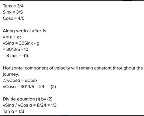 A particle is projected with a velocity of 30m/s at an angle theta ...